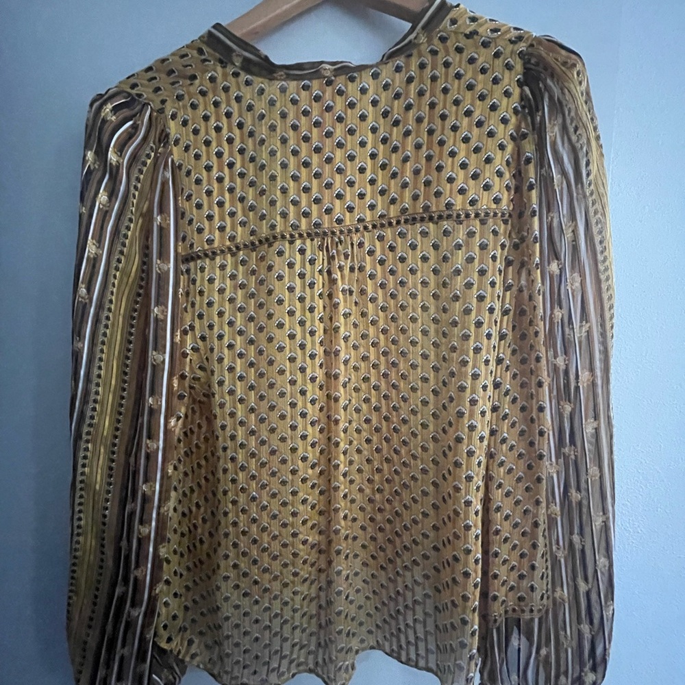 Ulla Johnson Gold Patterned Blouse - image 2